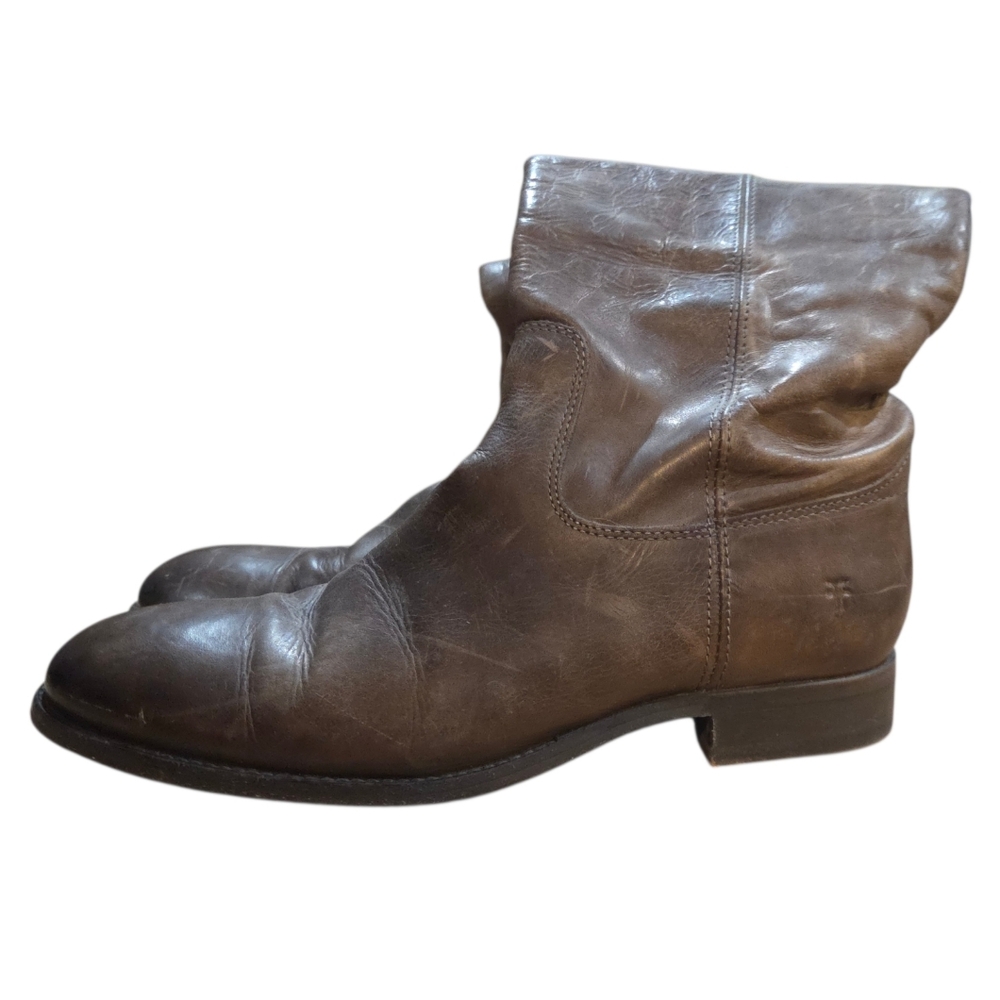 Frye Melissa Button Knee High Thrashed Distressed Leather Boots - Picture 7 of 11
